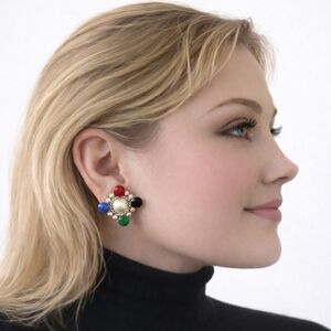 Vintage Mexican Sterling 925 Gemstone Earrings